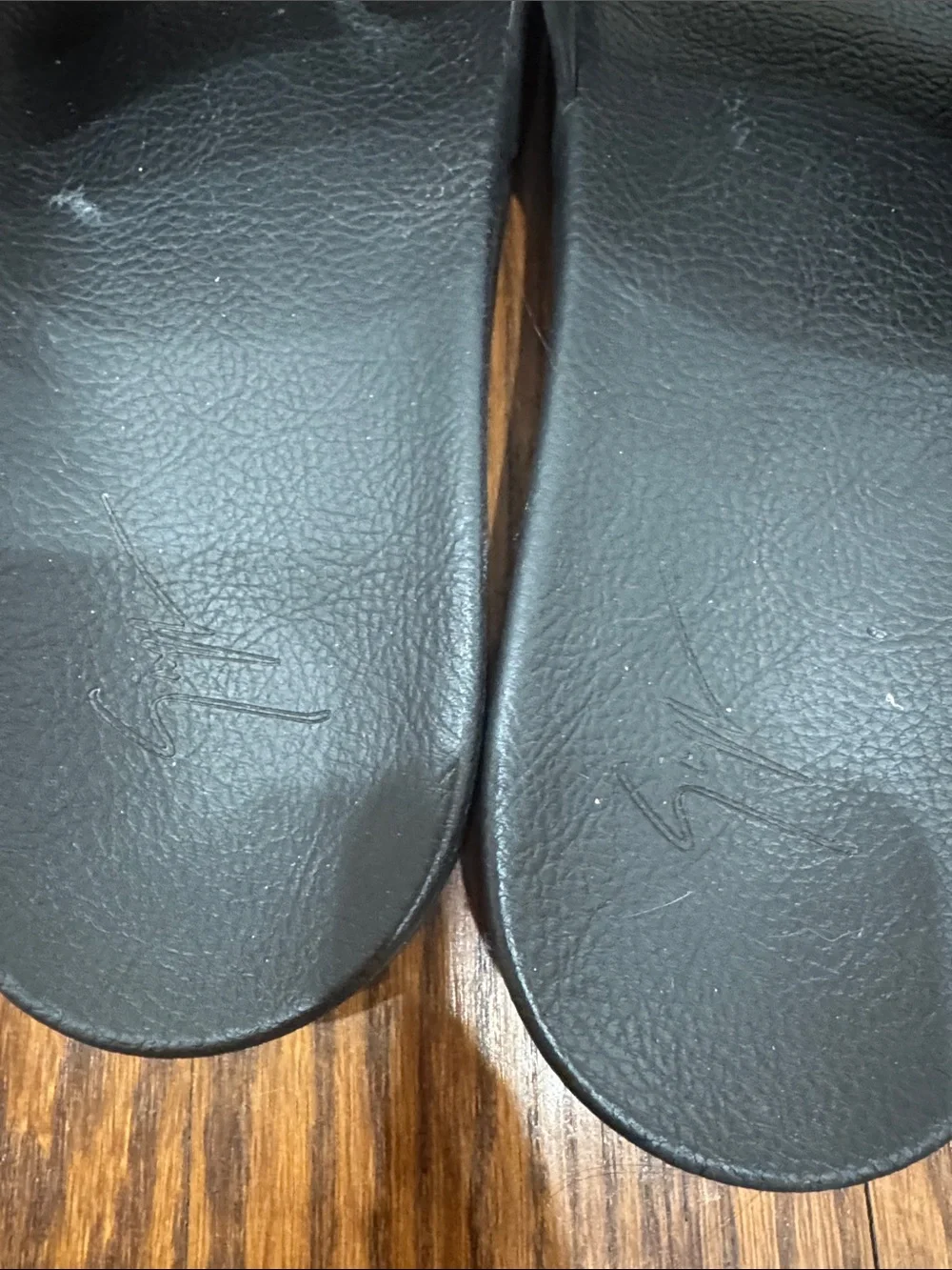 Giuseppe Zanotti Black Slide Sandals with White Signature Logo